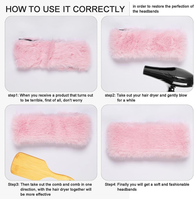 Gvhntk Faux Fur Headband for Women with Elastic Fuzzy Fur Hat Winter Earwarmer Earmuff Furry Headwrap for Cold Weather Ski - Image 4